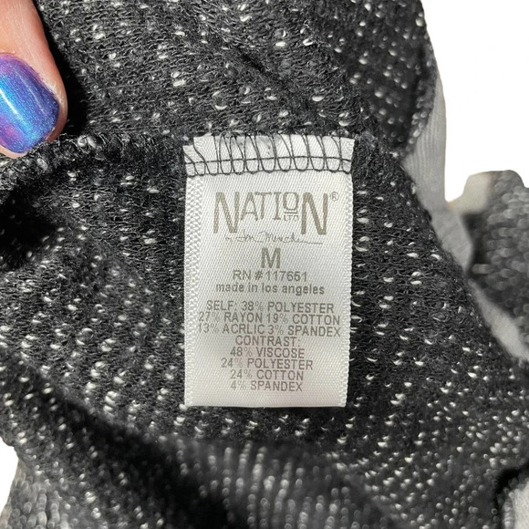 Nation LTD Charcoal Gray Black Marled Knit Pullover Sweater Top Size Medium - Picture 8 of 9